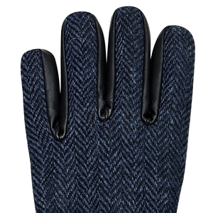 Blue Wool Tweed <b>Gloves</b> Wholesale Full Finger Sheepskin Leather Adjustable Strap Casual Style Classic <b>Mens</b> Winter Fashion <b>Gloves</b> - Product Image 2