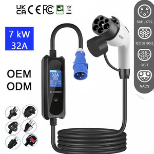 เครื่องชาร์จรถยนต์ไฟฟ้าแบบพกพา OEM 7kW 32A IP55 ODM GBT to CEE พร้อมปลั๊กแบบพกพา  ควบคุมผ่าน WiFi / Tuya / แอปพลิเคชัน - Product Image 1