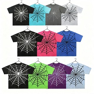 T-shirt décontracté unisexe ample à manches courtes 100 % coton 180 g, imprimé araignée intégral, anti-boulochage - Product Image 3