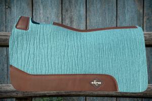 Tapis de selle personnalisé pour chevaux de dressage/occidentaux, en feutre de laine premium absorbant les chocs, contour en cuir de crocodile turquoise, logo personnalisé - Product Image 4