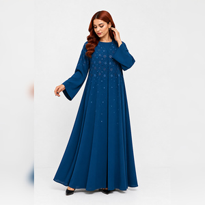 New ALRESHA Blue Embellished <b>Abaya</b> Long Sleeve Modest Muslim Floor Length Eid Wedding Wear Women Luxury Islamic Fashion - Product Image 2