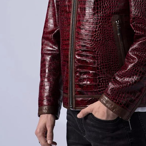 Top Ranking Unisex Stylish Embossed 100% <b>Genuine</b> Leather Zipper Breathable Knitted Stand Front Winter Jacket New Collection - Product Image 4