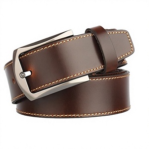 Ceinture pour homme en cuir de vachette avec boucle ardillon solide, boucle carrée en acier, écologique, imperméable, robuste, taille personnalisable, idéale pour les fêtes - Product Image 2