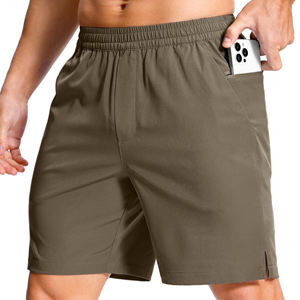 Shorts de tennis pour hommes, personnalisables, à taille élastique avec cordon de serrage, séchage rapide, respirants, écologiques, motif uni, style vintage, pour la gym et le sport - Product Image 1