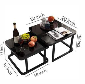 Table basse élégante et moderne en métal noir avec plateau effet marbre 20x20, écologique, 1 pièce, tables gigognes pour salon, bureau, maison - Product Image 5