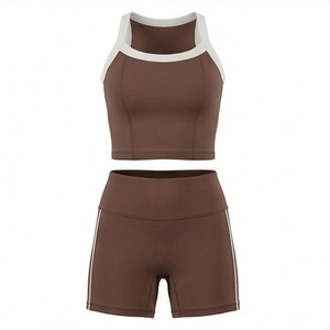 ชุดโยคะผู้หญิงไร้รอยต่อแบบสองชิ้น ผ้าเนื้อนุ่มกระชับรูปร่าง ชุดออกกำลังกายเอวสูง ควบคุมหน้าท้อง ชุดฟิตเนส - Product Image 1