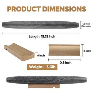 Rouleau à pâtisserie long en marbre noir avec finition brillante, idéal pour la décoration de cuisine, la pâtisserie maison, la préparation professionnelle de pâtes et de pâtisseries - Product Image 5