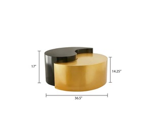 Value Pick Modern <b>Round</b> Coffee <b>Table</b> With <b>Gold</b> And Black Metal Finish Contemporary Living Room Furniture Decorative Design - Product Image 2