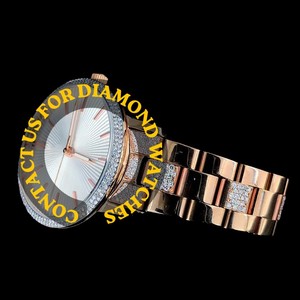 Reloj de Pulsera Elegante para Mujer con Correa de Acero Inoxidable en Oro Rosa, Esfera Blanca Redonda, Diamante Moissanita y Movimiento de Cuarzo - Product Image 4