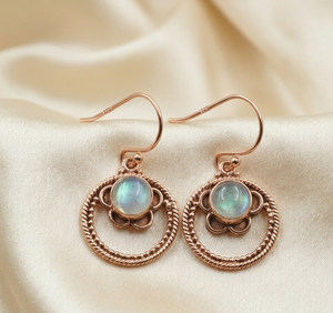 Pendientes Colgantes de Piedra Lunar Arcoíris, Plata de Ley 925, Pendientes de Aro Florales Bohemios, Joyería Hecha a Mano para Mujer, Regalo para Mujer, Mamá, Hermana - Product Image 5