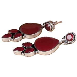 Pendientes Colgantes de Latón Oxidado con Baño de Plata Antigua y Ónix en Forma de Lágrima con Engaste de Corazón, Estilo Bohemio Étnico, para Boda, de Gran Impacto para Mujer - Product Image 4