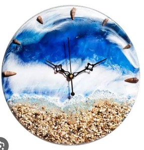 Horloge murale analogique en quartz en résine époxy abstraite et géométrique Art Déco, ensemble de trois pièces, style antique, 10-14 pouces, décoration de salon - Product Image 4