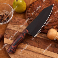 Couteau de cuisine vintage ambidextre en cuir écologique, forgé à la main, de qualité industrielle, avec revêtement en poudre noire, par UA Supplies
