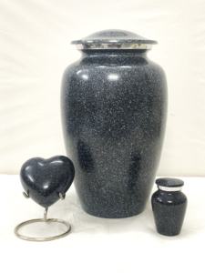 Urnes de crémation en aluminium de texture de marbre en pierre verte avec le sac de velours de ffree - Product Image 6