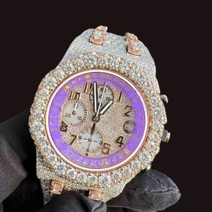 Reloj de Lujo con Diamantes de Moissanita VVS de Alta Calidad, Estilo Clásico, Diseño Hiphop, Caja de Acero Inoxidable, Calendario Completo - Product Image 3