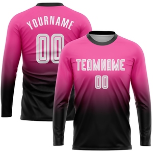 Maillot de football personnalisé rose, blanc et noir à manches longues par sublimation, tendance et résistant à la décoloration, le plus vendu en gros pour l'industrie - Product Image 1
