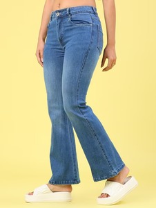 Women's <b>Boot</b> Cut Jeans Latest Design & Fashion New Style Knee Length Vintage Eco-Friendly Cotton Denim Collection - Product Image 4