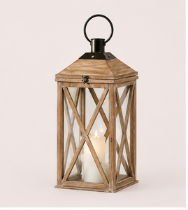 Farol de Madera de Diseño Moderno con Parte Superior de Metal, Portavelas Rústico Antiguo para Decoración del Hogar a Precio Económico - Product Image 3