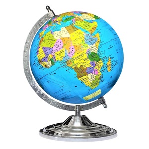 Globe terrestre décoratif avec support en métal argenté |   Globe terrestre éducatif pour la maison, le bureau, l'école, la salle d'étude, décoration de table - Product Image 4