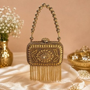 Nuevo Bolso de Mano Mini Chapado en Oro con Diseño Kundan Hecho a Mano, con Correa de Cadena, Bolso Étnico para Bodas y Fiestas, Uttar Pradesh, para Mujer - Product Image 2