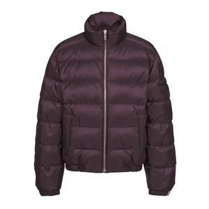 Blouson d'hiver pour homme en duvet violet foncé, col montant, fermeture éclair, coupe-vent, décontracté, coupe classique, couleur unie - Product Image 4