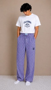 2026 Wholesale Premium Blue <b>GAP</b> Checks Men's Summer Pajama – Lightweight Comfortable Sleepwear Nightwear for Men - Product Image 1