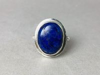 Bague en pierre précieuse ovale Lapis Lazuli faite à la main de qualité supérieure, style Feng Shui, avec agate, porte-bonheur, vente en gros à bas prix