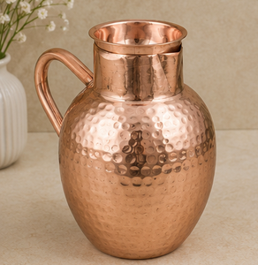 Pichet de Chevet Artisanal en Cuivre Pur Martelé - Carafe de Bien-être Ayurvédique Haut de Gamme Grande Capacité avec Pichet Intégré - Product Image 6