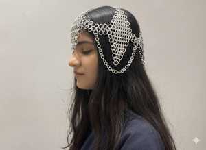 Coiffe en maille d'aluminium |   Bijoux de cheveux médiévaux de la Renaissance |   Couronne en maille légère, accessoire Ren Faire - Product Image 4