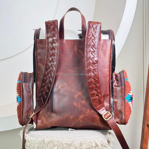 Couverture de selle en cuir véritable personnalisé de haute qualité sac à dos personnalisé fait à la main hommes et femmes sacs d'école de voyage - Product Image 6