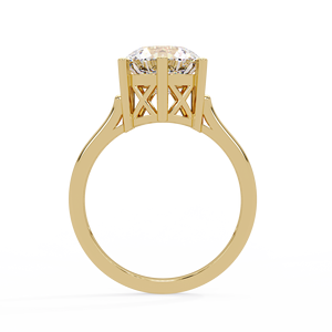 Bague de fiançailles solitaire vintage en or massif 14 carats avec diamant de laboratoire rond IGI 3,0 carats, bijoux fins pour femmes - Product Image 5