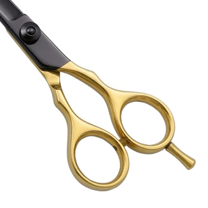 Ciseaux de coiffure professionnels 5 pouces noirs et dorés en acier inoxydable durable et légers, très demandés, pour la coiffure de la barbe, OEM - Product Image 4