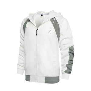 Ensemble de survêtement unisexe blanc et gris à blocs de couleur, sweat-shirt à capuche zippé à manches longues et pantalon décontracté pour adultes, idéal pour l'automne - Product Image 4