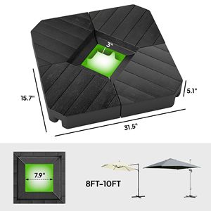 Base per Ombrellone Autoportante Rinforzata 132/176 Libbre Regolabile per Riempimento con Acqua o Sabbia Nera - Ombrelloni e Basi da Patio - Product Image 3