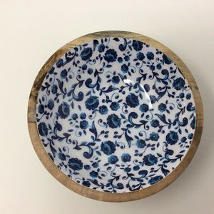 Bol en bois de manguier émaillé fait main avec motif de feuilles orientales, technique sous émail, pour servir les aliments, usage domestique - Product Image 5