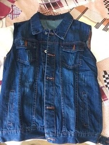 Men's Hot Street Style Genuine jeans <b>Denim</b> Leather <b>Vest</b> High Quality Casual Outdoor <b>Jacket</b> for Winter for Bikers - Product Image 5
