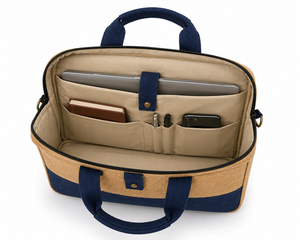 Sacoche Classique en Jute pour Ordinateur Portable 15,6 Pouces avec Poignée et Fermeture, Sac de Bureau et de Voyage Durable et Écologique avec Sangle Réglable - Product Image 5