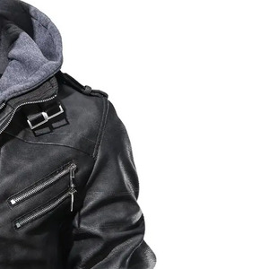 Veste en cuir véritable de haute qualité pour homme, col montant en toile, respirante, décontractée, motif lettres, personnalisable, service OEM - Product Image 3