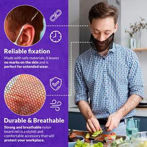 Redes de barba de nailon desechables negras de 18 pulgadas para hombres, paquete 1000 para servicio de comida, cocina, restaurante, uso, Protector de cubierta de barba - Product Image 3