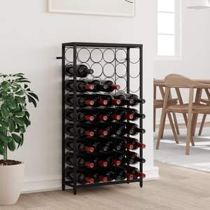 Estante para vinos de hierro forjado negro para 45 botellas, unidad de almacenamiento de 21.3 x 7.1 x 39.4 pulgadas - Product Image 1