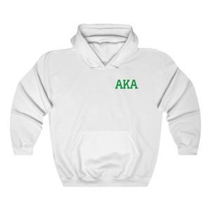AKA White Hoodie <b>Green</b> Crest Print Fleece Pullover Unisex Greek Sorority Sweatshirt OEM ODM Wholesale - Product Image 1
