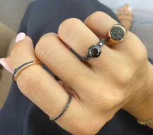 Bague en argent sterling 925 avec moissanite noire, grande taille, bague de fiançailles en diamant, bijoux personnalisés, cadeau pour elle - Product Image 3