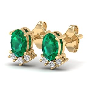 REYES Lujosos Pendientes de Plata de Ley 925 con Corte Ovalado, Esmeralda de 1 Quilate, Cierre de Rosca, Joyería de Moissanita Certificada por GRA - Product Image 6