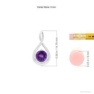 Rhaya Jewels – pendentif solitaire en argent sterling plaqué rhodium pour femme, fait main, minimaliste, avec améthyste, breloque en pierre précieuse violette - Product Image 3
