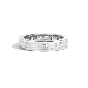 Princess Cut Eternity Band <b>Ring</b> Channel Setting Rhodium Plated 925 Silver Cluster Geometric Classic Wedding Unisex Jewelry Gifts - Product Image 2