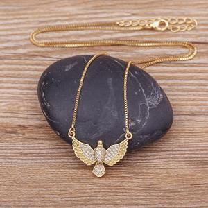 Collier pendentif en forme de colombe de la paix, couleur or, en cuivre, style hip-hop, pour fête, anniversaire, cadeau pour femme, vente en gros - Product Image 3