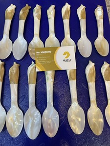 Cuchara de caviar hecha a mano de nácar, cuchara clásica de nácar, cuchara de concha de caracola, cuchara de helado con forma de pez, logotipo grabado con láser - Product Image 1