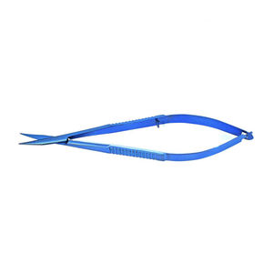 Tijeras de Tenotomía Azules con Puntas Curvas y Obtusas, Instrumento Quirúrgico Oftálmico con Acabado de Titanio - Product Image 4