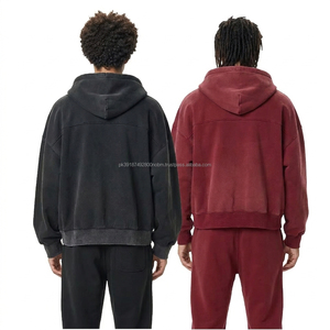 Sudadera con capucha extragrande con cremallera para hombre, de color liso, de forro polar, corte regular, para otoño - Product Image 2