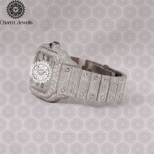 Reloj de Lujo para Mujer Charm Jewels, con Incrustaciones de Diamantes, Caja Rectangular de Acero Inoxidable, Esfera Analógica de 38 mm, Cierre Plegable - Product Image 3